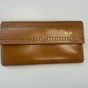 Vintage Princess Gardner Tri-Fold Wallet Checkbook Tan Leather With Inserts EUC